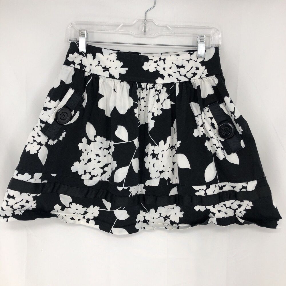 VTG 90s Necessary Objects Ady Gluck-Frankel Black Floral Mini Skirt Small USA